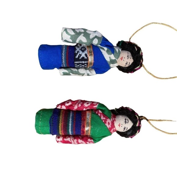 Set of 4 Beautiful handmade cloth Asian dolls. ornaments. Christmas ornaments. - Picture 6 of 6